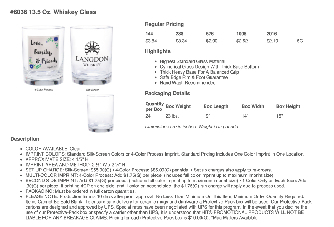 #6036 - 13.5 OZ. WHISKEY GLASS