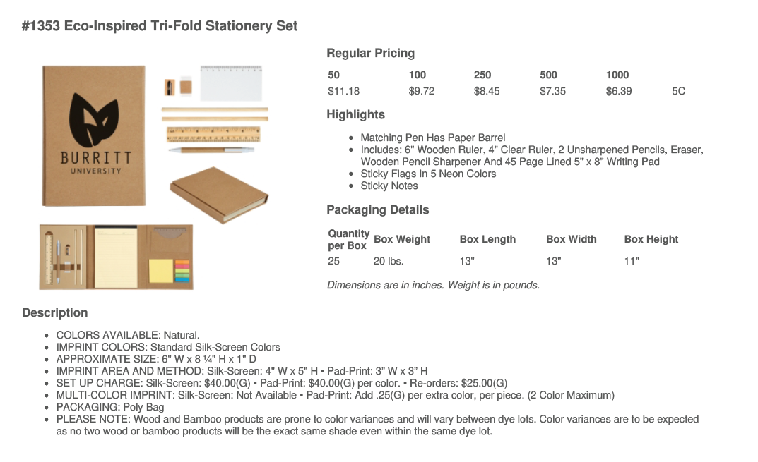 #1353 ECO-INSPIRED TRI-FOLD STATIONERY SET