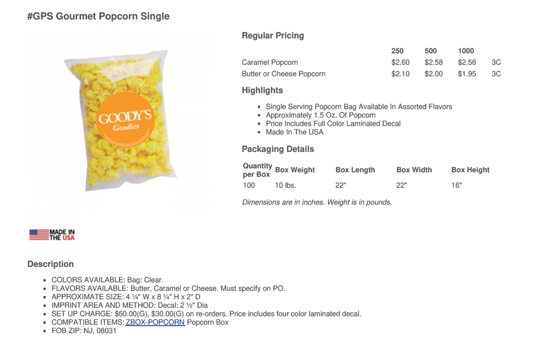 #GPS GOURMET POPCORN SINGLE
