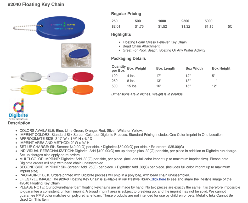 #2040 FLOATING KEY CHAIN