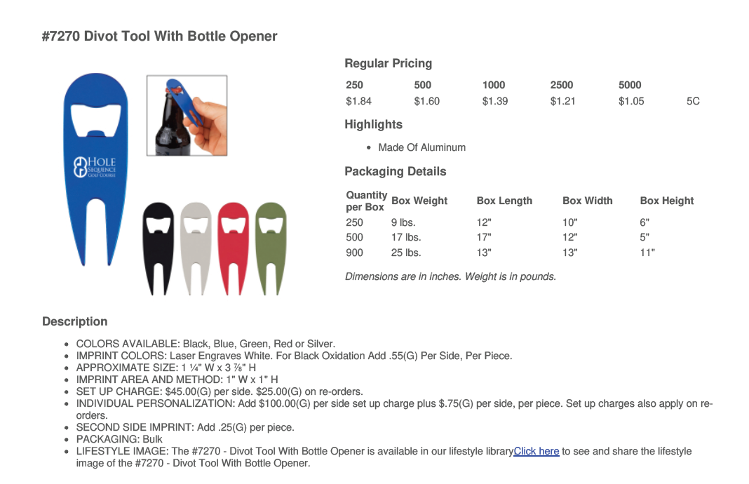 #7270 DIVOT TOOL WITH BOTTLE OPENER